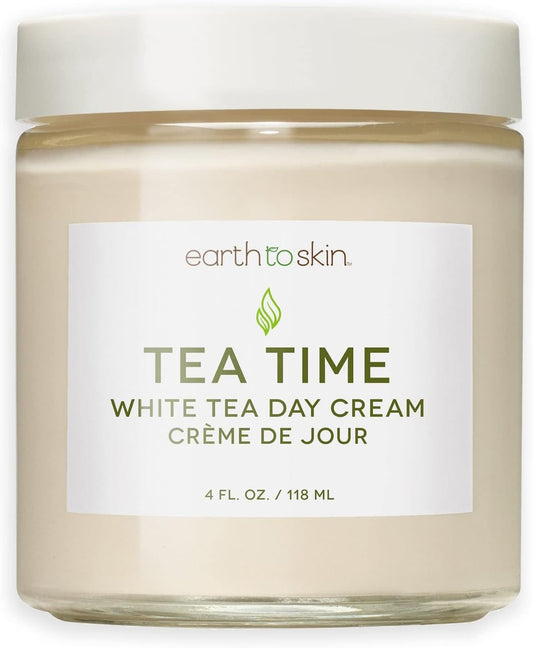 Tea Time Anti-Aging White Tea Day Cream, with Shea Butter, Panthenol & Hyaluronic Acid for Optimal Skin Replenishment (4.0 Fl Oz)