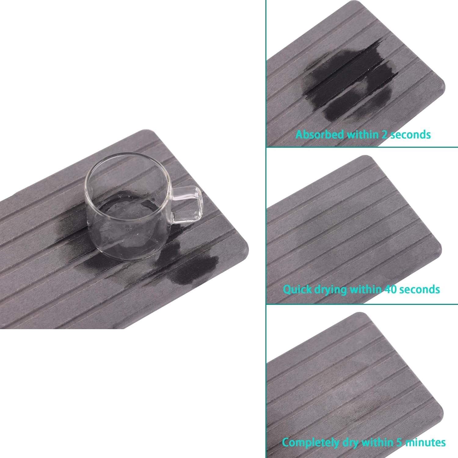 2 PCS Water Absorbent Diatomite Coasters Rectangle, Grooved Design, Water Absorbing Stone Used for Hand Soaps & Plants & Toiletries in the Modern Home