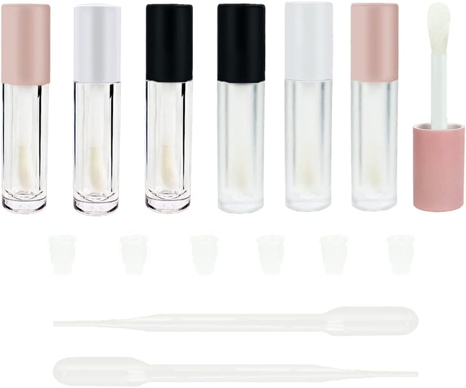 24 Pcs 5Ml Empty Big Brush Lip Gloss Tube with Stopper, Big Doe Foot Lipgloss Tubes