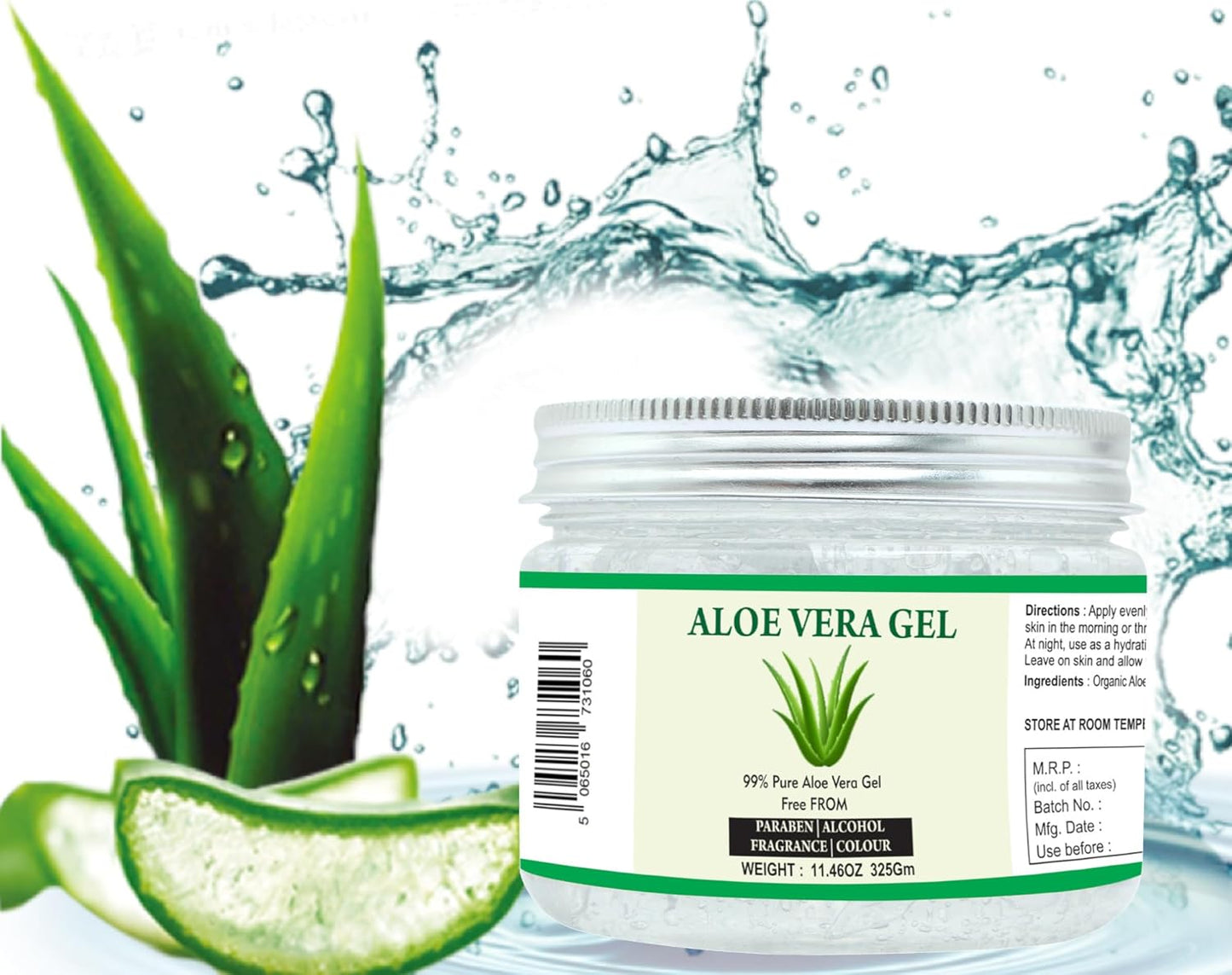 Aloe Vera Gel 100% Pure Natural Aloe Gel for Face Skin & Hair Care (11.46 Oz - 325Gm)