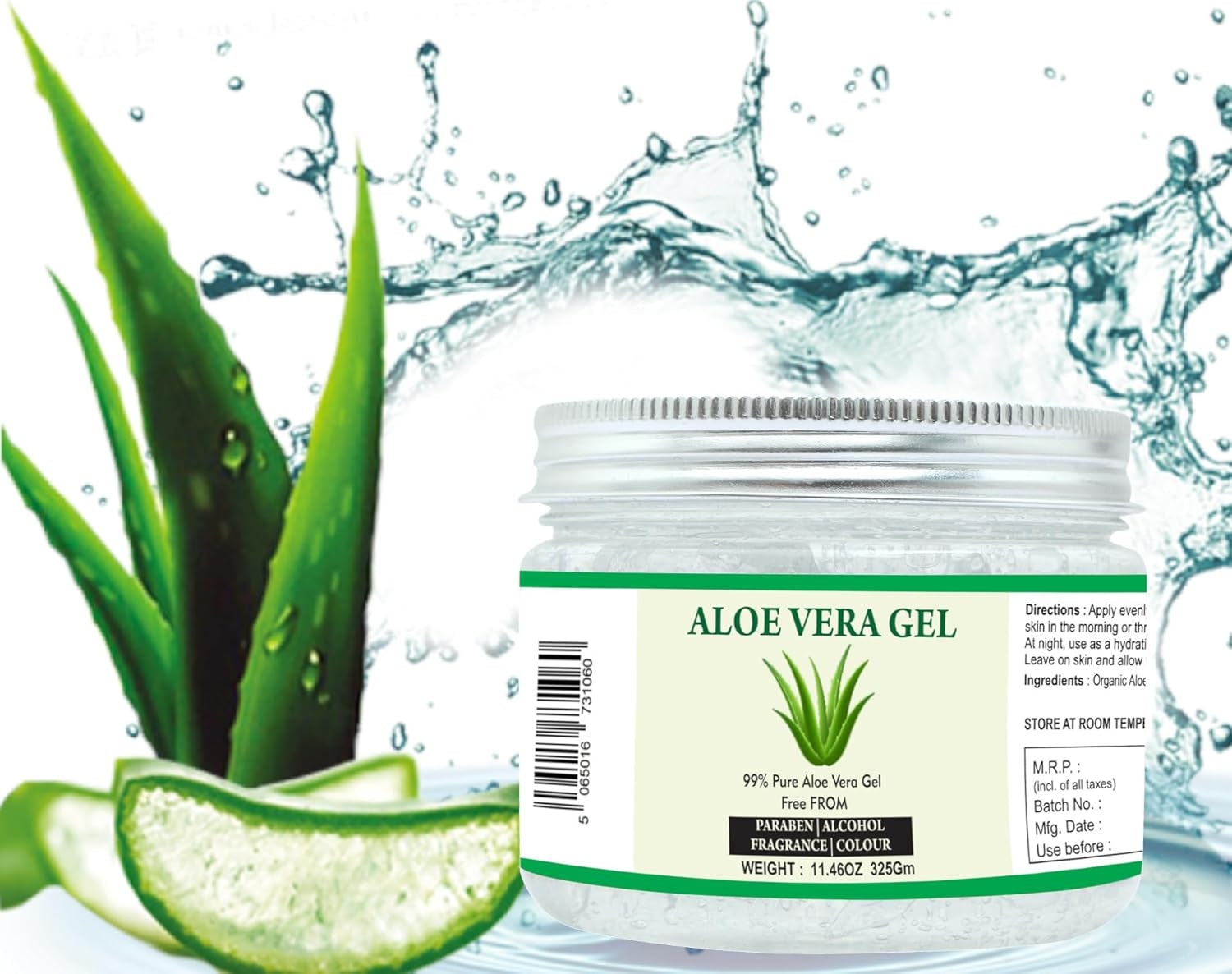 Aloe Vera Gel 100% Pure Natural Aloe Gel for Face Skin & Hair Care (11.46 Oz - 325Gm)