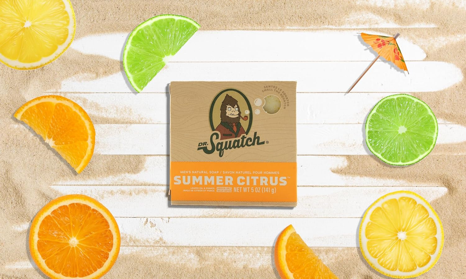 Aftrican Net Sponge and Dr. Squatch Soap Bundle: Summer Citrus, Cool Fresh Aloe, Fresh Falls, & African Net Sponge - Natural Mens Soap Bars, Sasquatch Soap, Exfoliating African Net Cloth, Shower Sponge