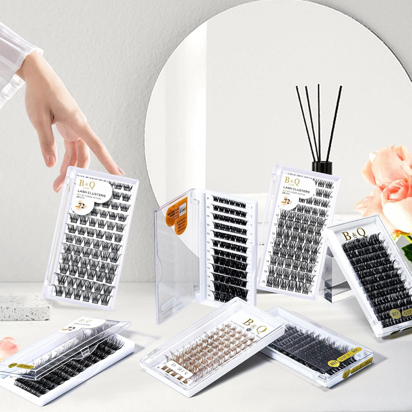 Lash Clusters B05 D Curl 16Mm 72 Clusters Lashes B&Q LASH Eyelash Clusters C D Curl Individual Lashes Volume DIY Lash Extensions at Home (B05,D-16Mm)