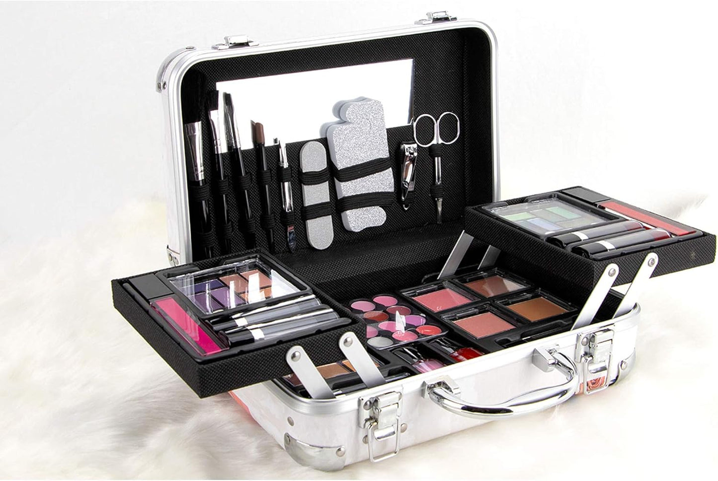 61Pcs Makeup Gift Set with Extendable Trays and Mirror - Vmk1506, Flawless 2 Pounds