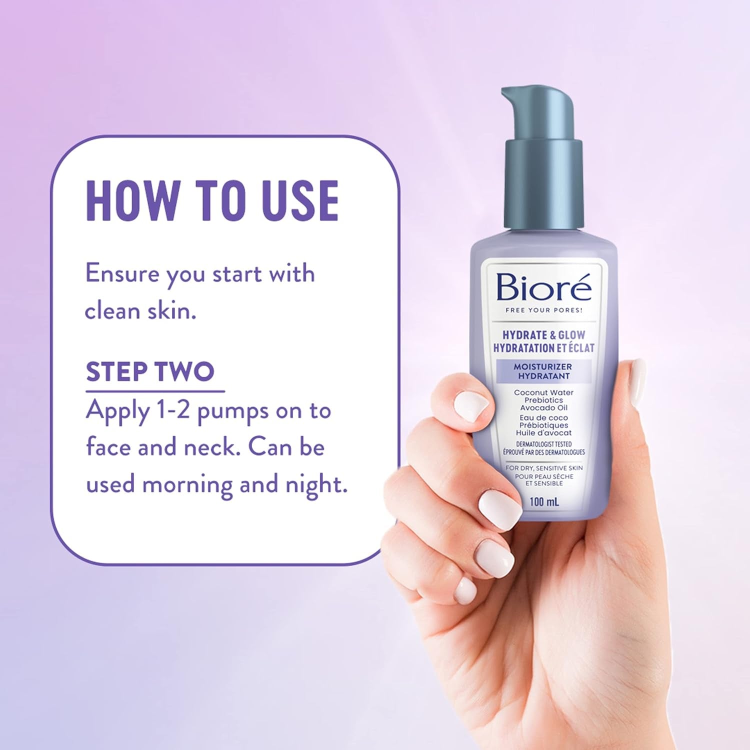 Hydrate & Glow Cleanser & Moisturizer Duo, for Dry, Sensitive Skin, Infused with Prebiotics, Avocado Oil and Coconut Water |Dermatologist Tested, Cruelty Free and Fragrance Free (200Ml & 100Ml)