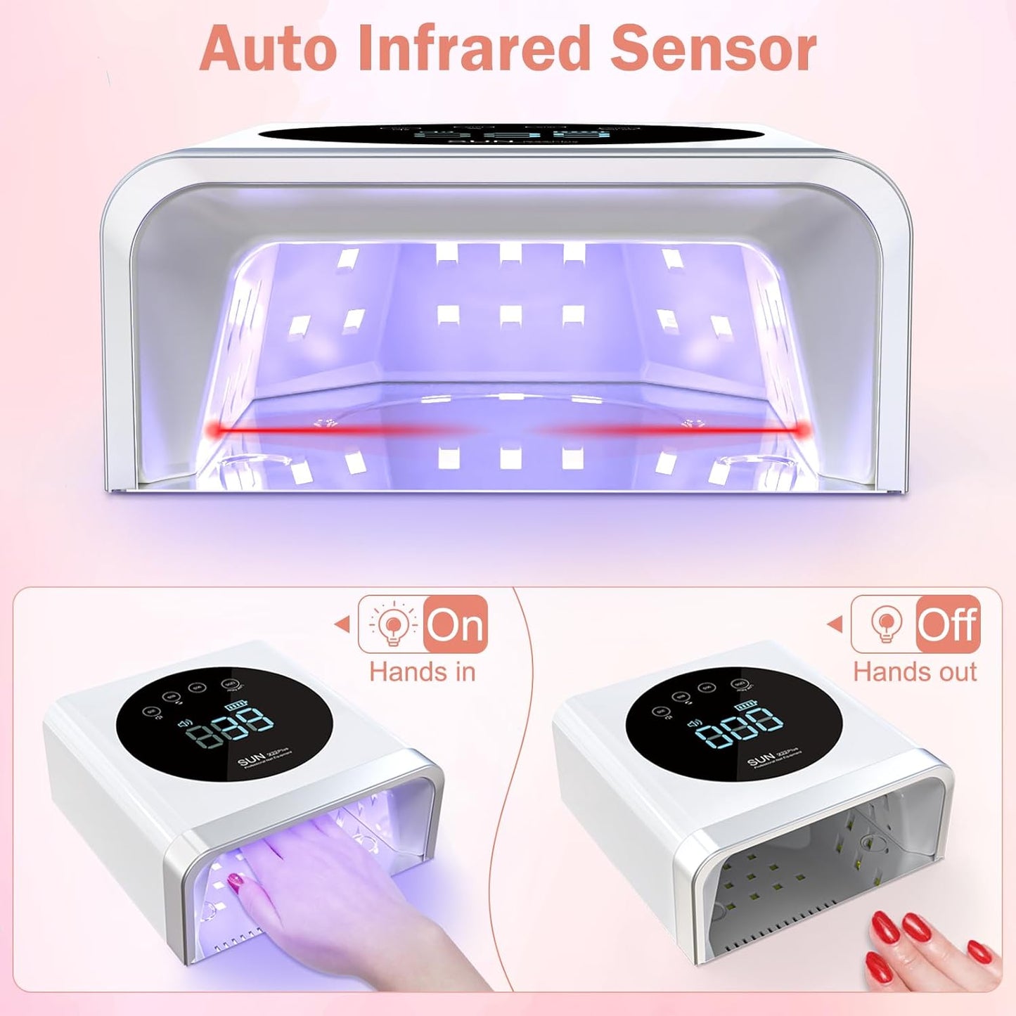 UV Nail Lamp, Cordless 150W LED Nail Lamp for Gel Nail Polish, Gel Nail Light Nail Dryer with 4 Timer Setting Auto Sensor for Salon Home Nail Art