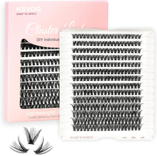 280Pcs Cluster Lashes,Eyelash Clusters, 9-16Mm Mixed Lengths Lash Clusters for DIY Eyelash Extension (50D-MIX Size)