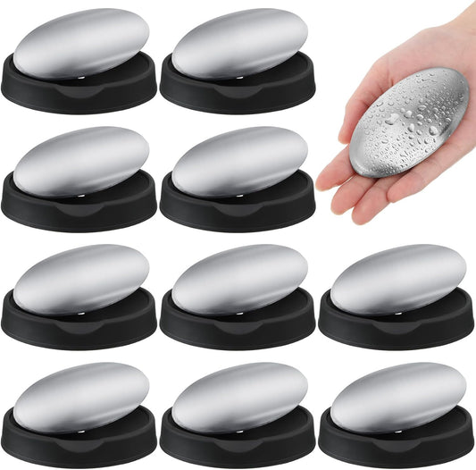 10 Pack Stainless Steel Soap Bar, Deodorant Metal Soap Bar Silver Soap Odor Remover Wash Your Hands to Remove Smell like Onion, Fish or Garlic