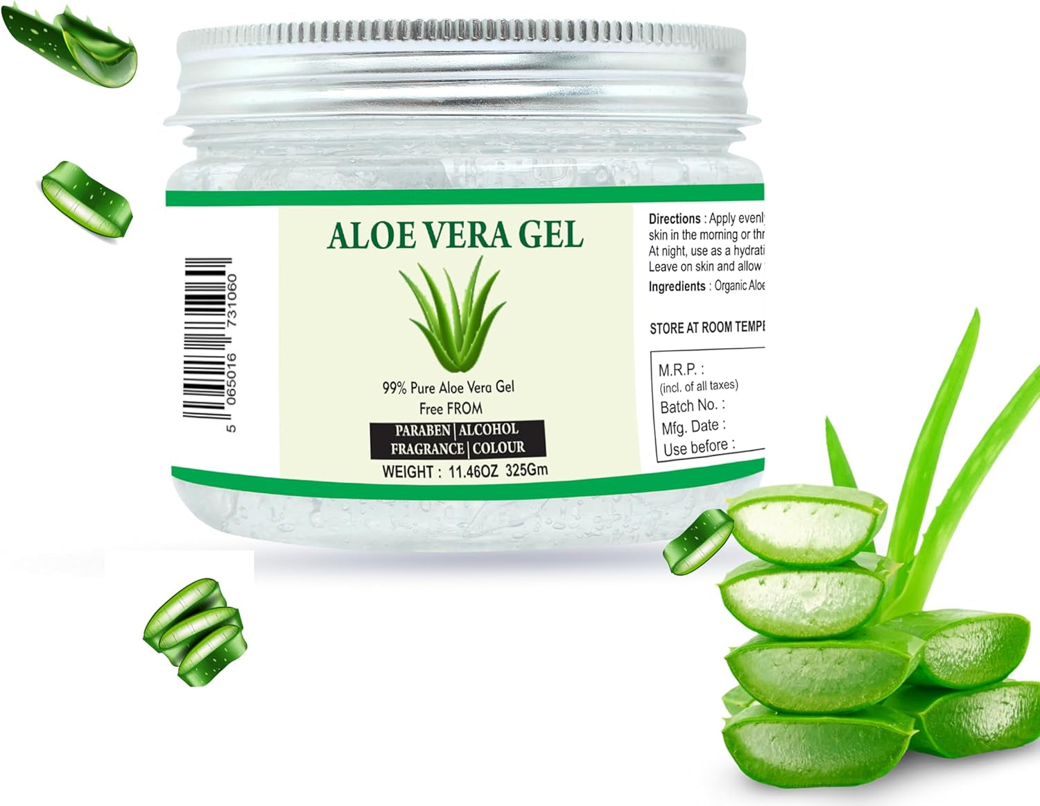 Aloe Vera Gel 100% Pure Natural Aloe Gel for Face Skin & Hair Care (11.46 Oz - 325Gm)