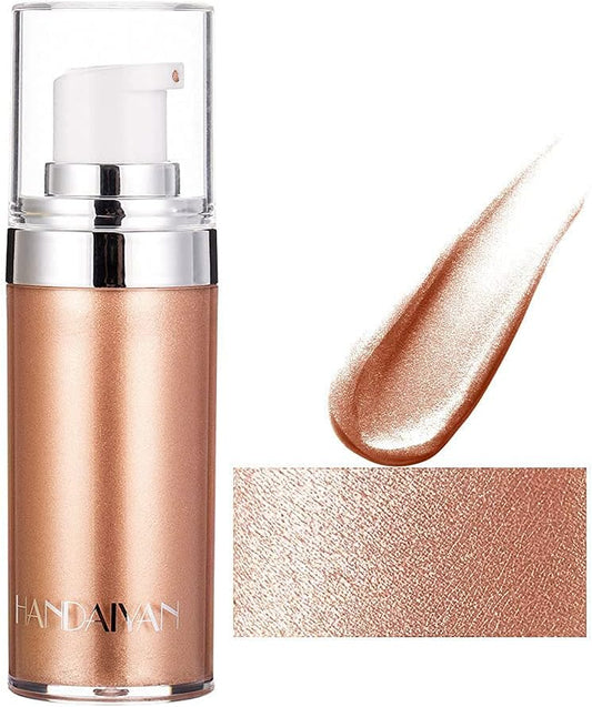 Body Contour Highlighter Makeup,Face Body Glow Illuminator,Waterproof Smooth Liquid Bronzer Luminizer Shimmer Foundation Make up (#2 Rose Gold)