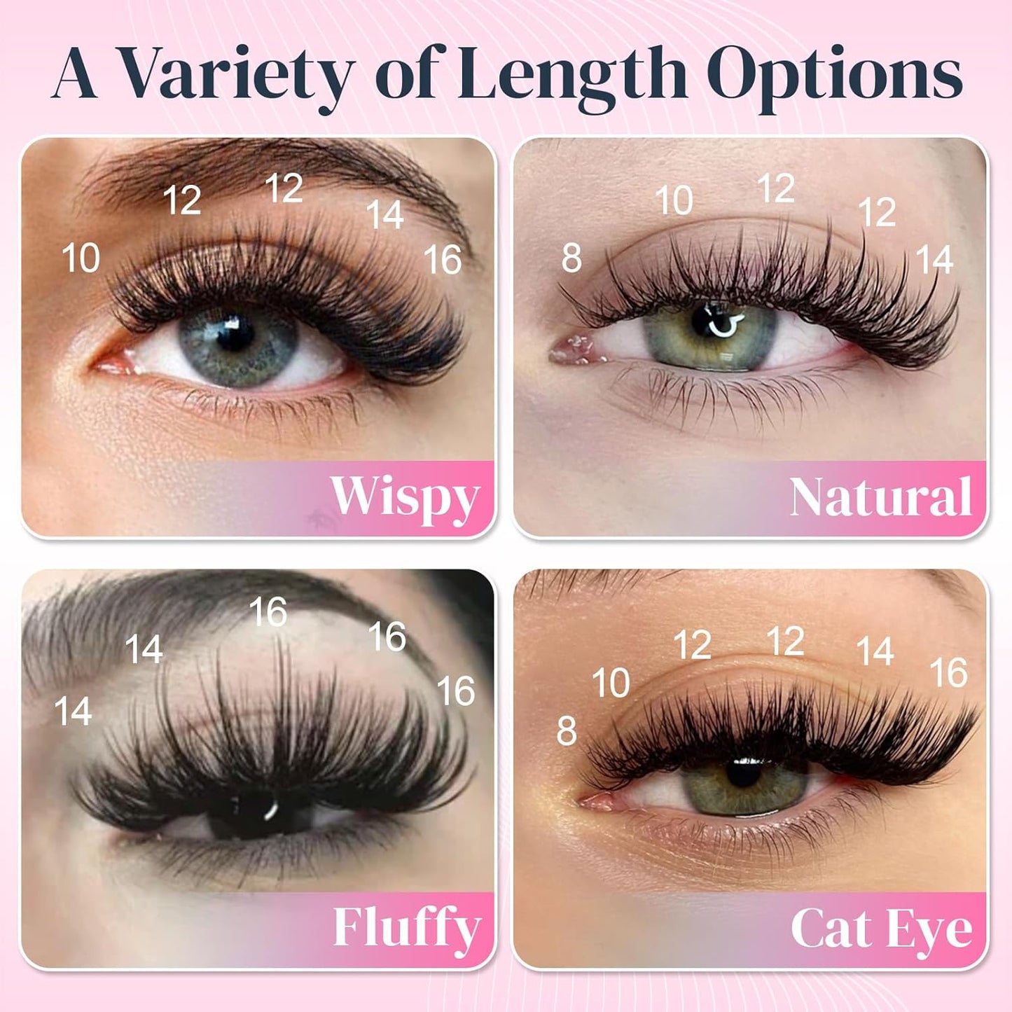 Wispy Lash Clusters Individual Lashes Multi-Type Mixed DIY Lash Extensions with Bottom Lashes, 7D Spike Fans, 30D 40D Cluster Lashes for Self Application at Home