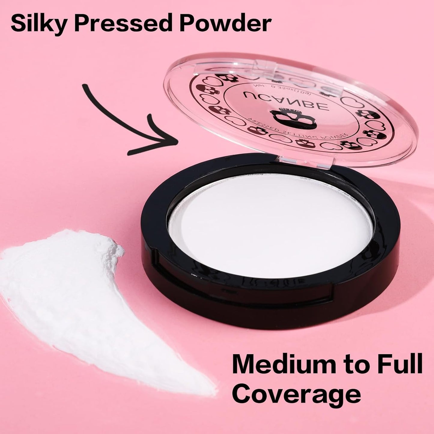 White Pressed Setting Powder for Special Effects & Halloween Makeup, Translucent Matte Finishing Powder, Baking White Face Powder for Long Lasting Coverage, Portable Compact