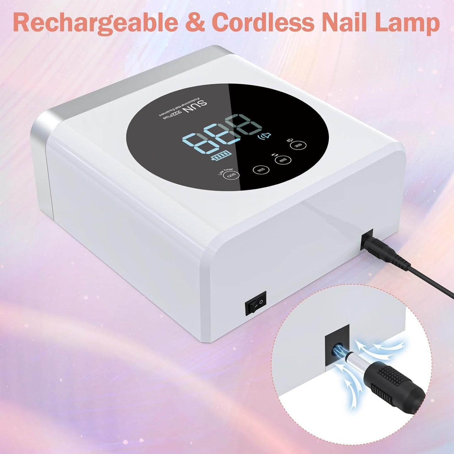 UV Nail Lamp, Cordless 150W LED Nail Lamp for Gel Nail Polish, Gel Nail Light Nail Dryer with 4 Timer Setting Auto Sensor for Salon Home Nail Art