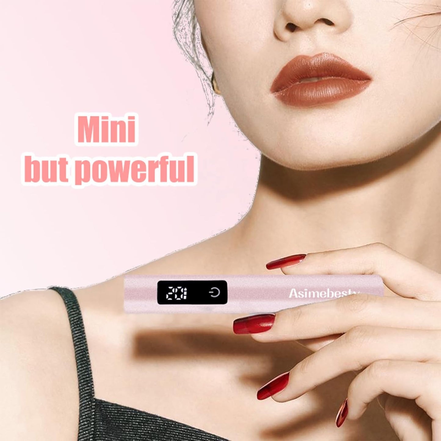 UV Lamp for Gel Nails, Mini UV Nail Lamp Hand Held with Stand, Portable Small Nail Dryer Light for Gel Polish with 3 Timers, Rechargeable Cordless UV Light Nail for Fast Curing, Rose