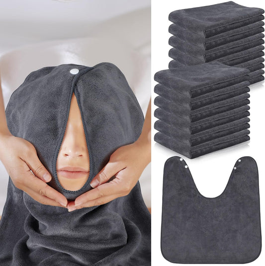 12 Pieces Facial Towels Split Design Soft Esthetician Towels Removing Spa Microfiber Face Cloth for Home Salon Facial Steam Massage and Cleansing(Dark Gray)