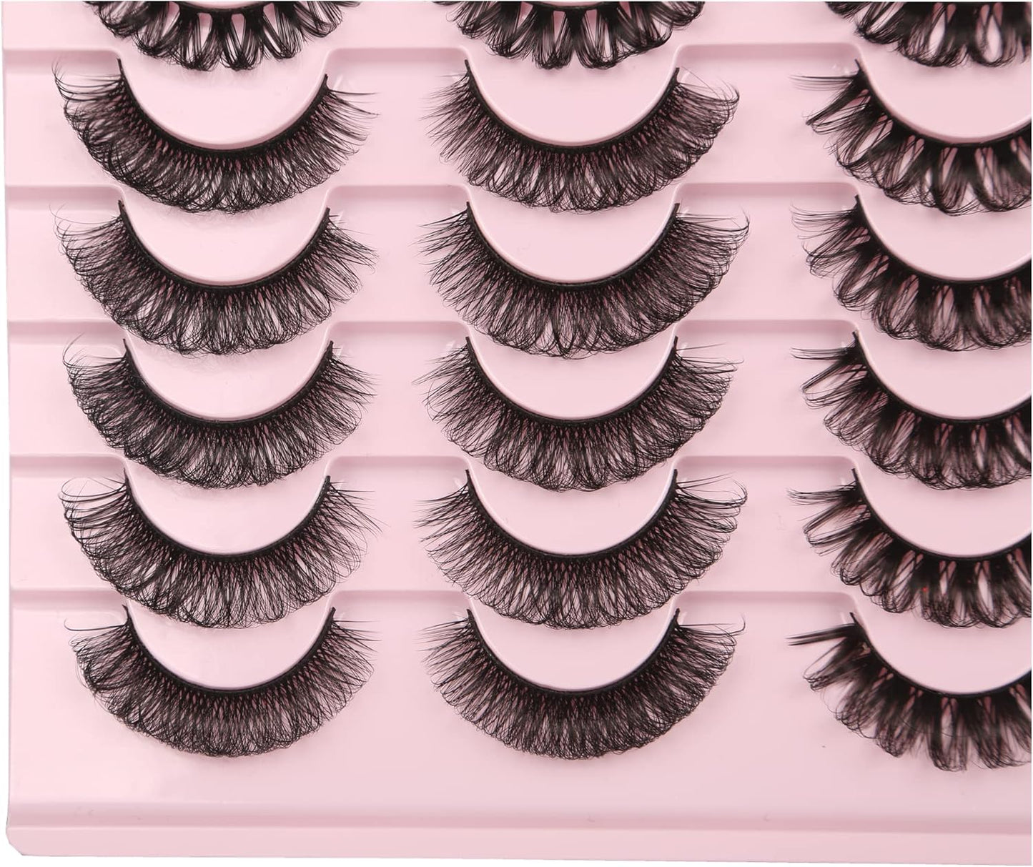 False Eyelashes Fluffy Russian Strips Lashes 3D Faux Mink Lashes Pack D Curly Soft Fake Eyelashes 20 Pairs Multipack