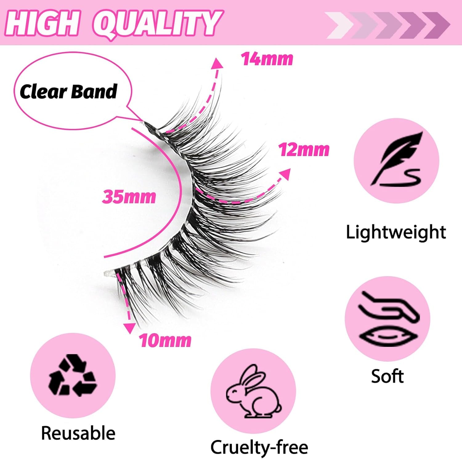 Lashes Wispy False Eyelashes 100% Handmade Eyelashes Natural Look Fake Lashes Lightweight Lashes with Soft Clear Band 5 Pairs Pack (G2)