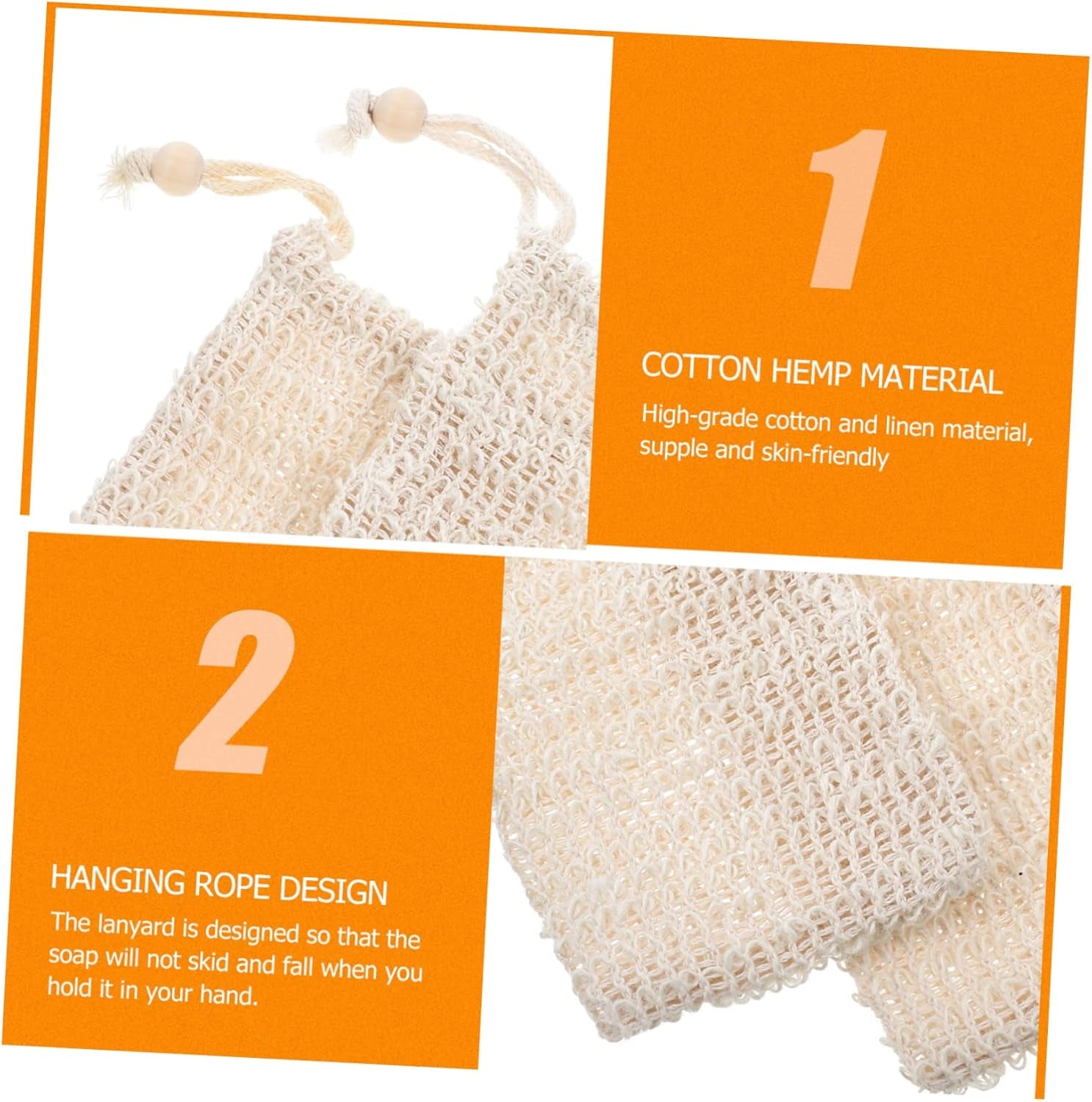 4Pcs Cotton Linen Soap Bag Drawstring Quick Dry Mesh Soap Saver Pouch for Shower Exfoliating