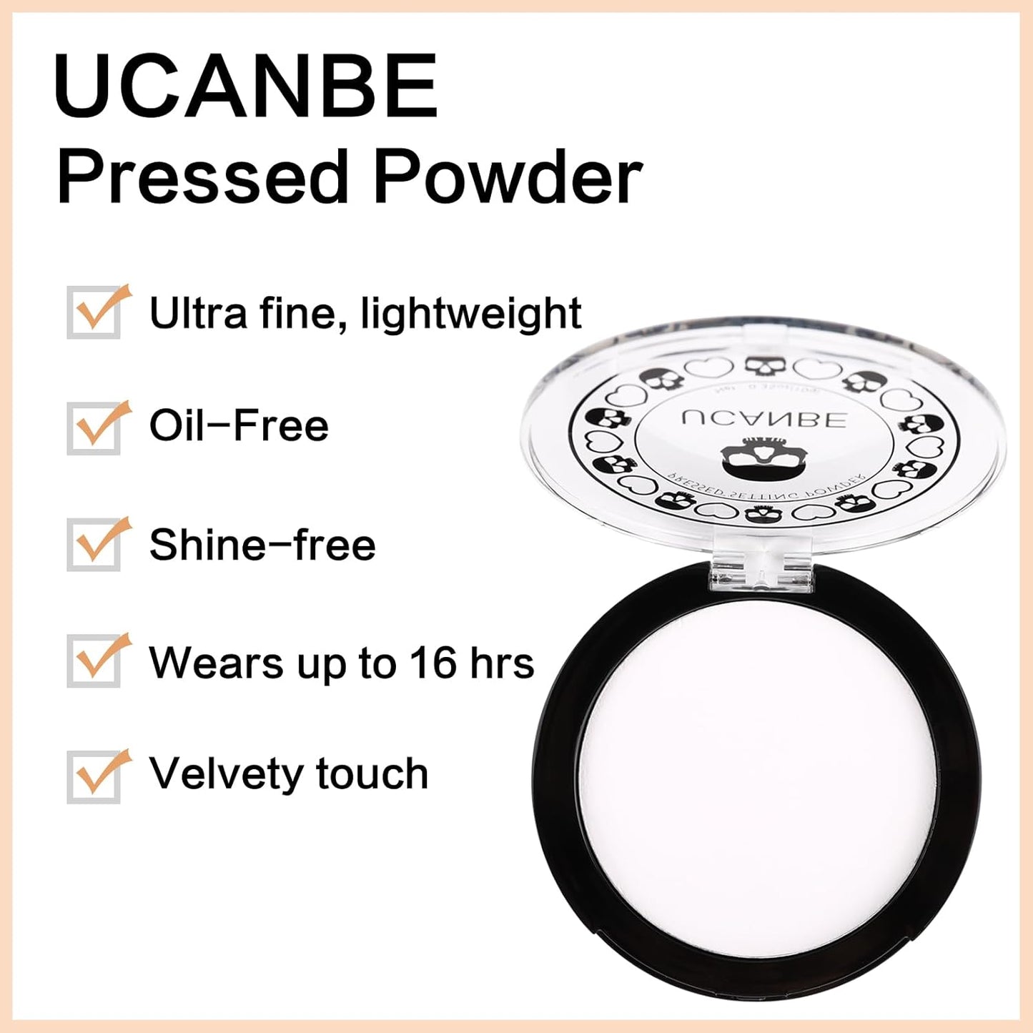 White Pressed Setting Powder for Special Effects & Halloween Makeup, Translucent Matte Finishing Powder, Baking White Face Powder for Long Lasting Coverage, Portable Compact