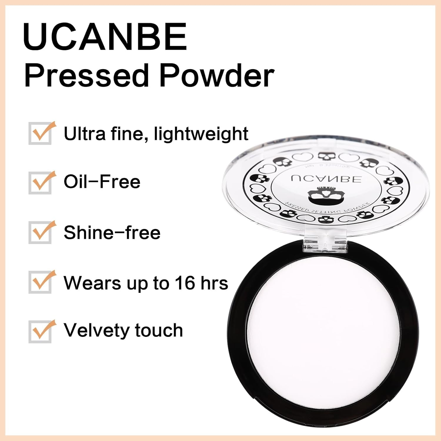 White Pressed Setting Powder for Special Effects & Halloween Makeup, Translucent Matte Finishing Powder, Baking White Face Powder for Long Lasting Coverage, Portable Compact