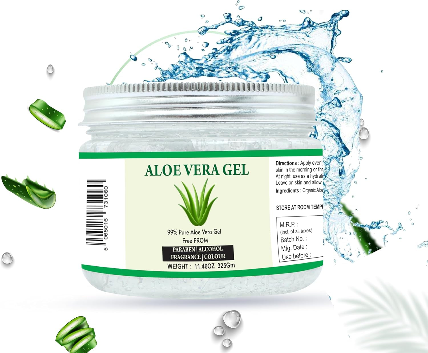 Aloe Vera Gel 100% Pure Natural Aloe Gel for Face Skin & Hair Care (11.46 Oz - 325Gm)