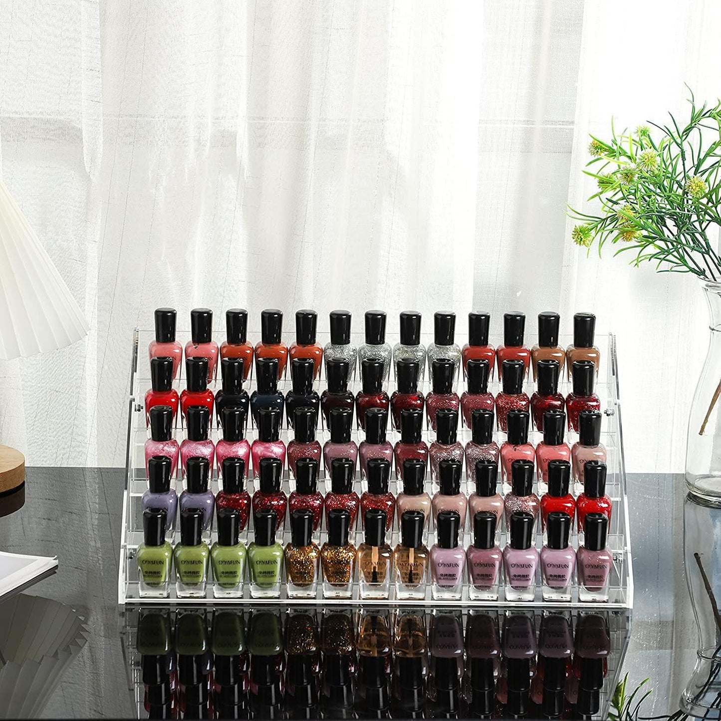 Nail Polish Organizer 6 Tier Acrylic Nail Polish Ink Rack Essential Oil Stand Holder Display Stand Holds, Clear Makeup Organizer, Easy Assemble (6 Tiers)