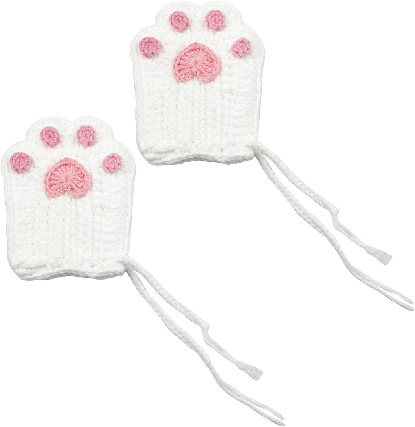 Handmade Crocheted Cat Claw Paw Soap Bags, Natural Cotton Soap Savers for Bar Soap, Foaming and Drying the Soap (Brown) (White and Pink Paw)