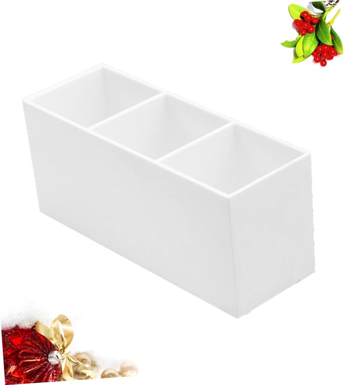 Office Desktop Storage Box Makeup Brush Case 3 Compartments Cosmetics Brush Organizer Sundries