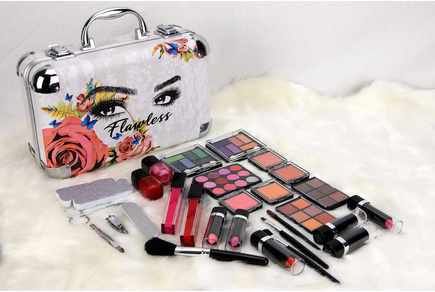 61Pcs Makeup Gift Set with Extendable Trays and Mirror - Vmk1506, Flawless 2 Pounds