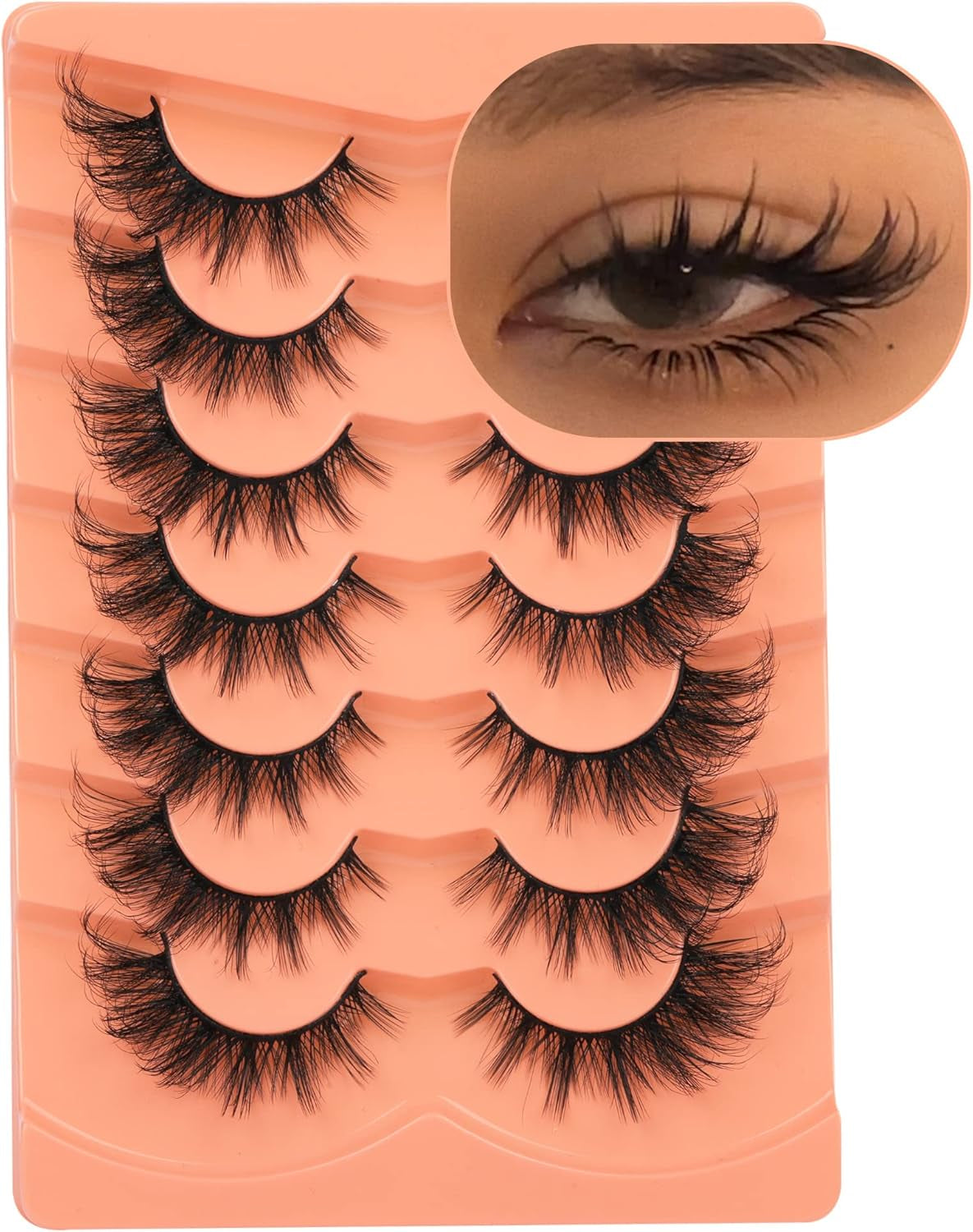 False Eyelashes Wispy Lashes Natural Look Fake Eyelashes Cat Eye Lashes Mink Fluffy Strip False Lashes Fox Eye Lashes Pack 7 Pairs ALICROWN