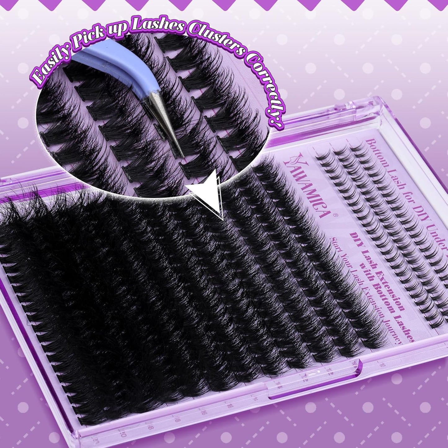 Cluster Eyelash Extensions Fluffy Lash Clusters with Bottom Lashes 200D Volume Individual Lashes 195Pcs Wispy Eyelash Clusters 10-20Mm DIY Lash Extension at Home