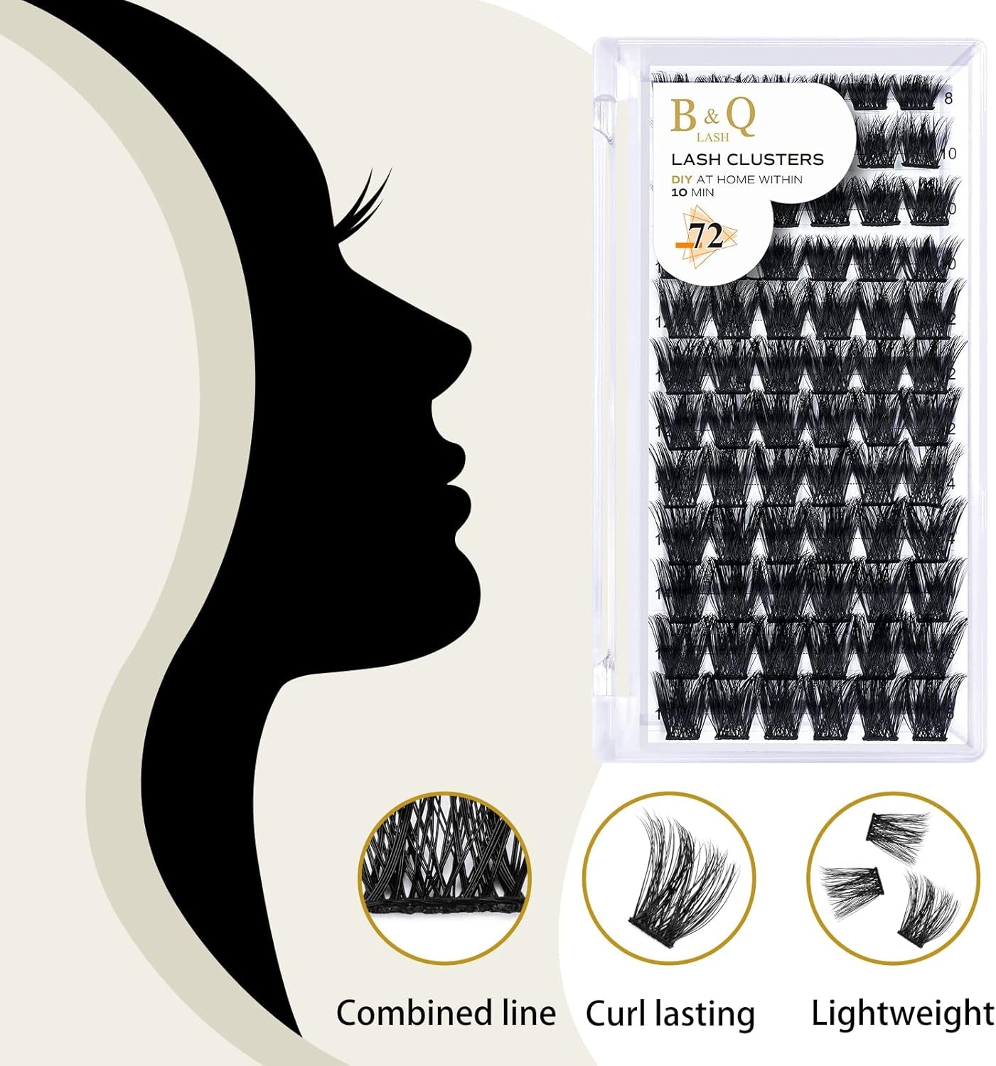 Lash Clusters B06 D Curl 10Mm 72 Clusters Lashes B&Q LASH Eyelash Clusters C D Curl Individual Lashes Volume DIY Lash Extensions at Home (B06,D-10Mm)