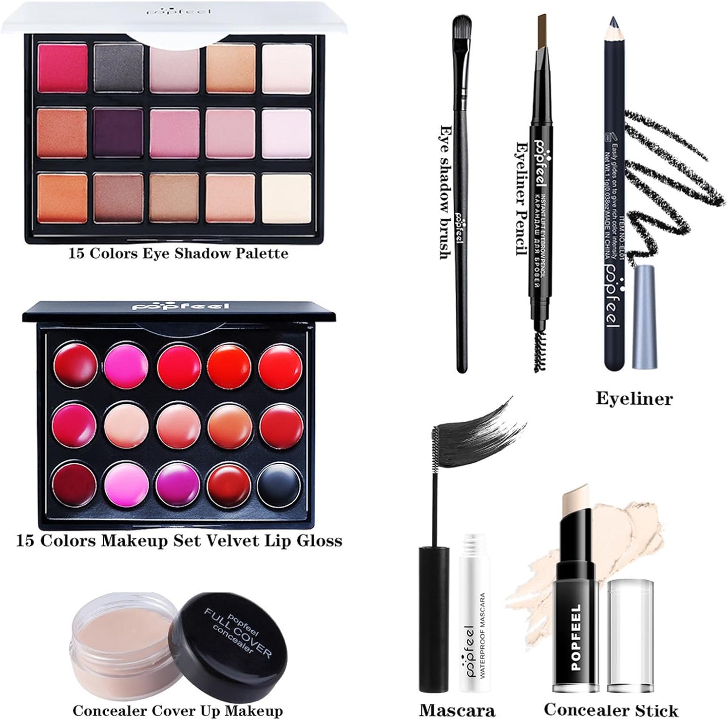Makeup Kit for Women Full Kit, Multipurpose All in One Makeup Gift Set with Eyeshadow Palette Lipstick Concealer Blush Mascara Eyeliner Face Powder Lipgloss Brush