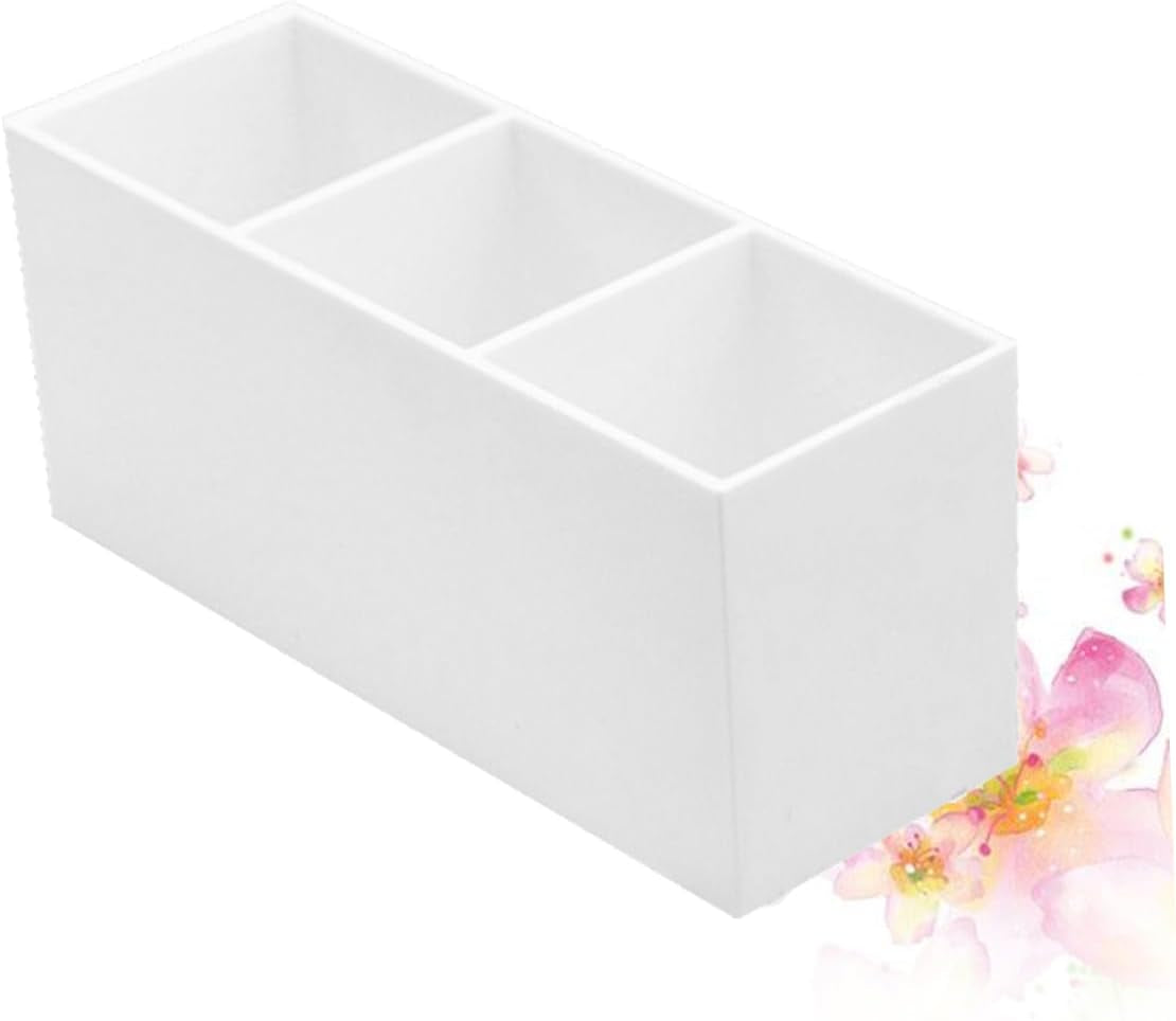 Office Desktop Storage Box Makeup Brush Case 3 Compartments Cosmetics Brush Organizer Sundries