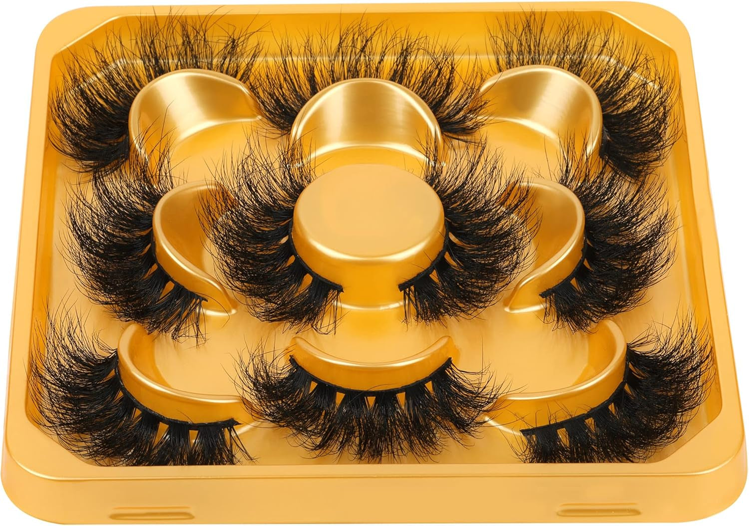 False Eyelashes Fluffy Mink Lashes Natural Look 18Mm Faux Mink Lashes Wispy 5D Volume Long Strip Fake Eyelashes Pack 5 Pairs Multipack