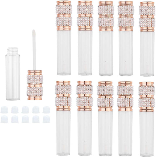 10Pack Lip Gloss Wand Tubes, 5Ml Empty Lip Gloss Containers, Lipgloss Lip Balm Bottles with Rubber Stoppers for Lip Gloss Balm Cosmetic Business, Pearl Diamond, 5Ml