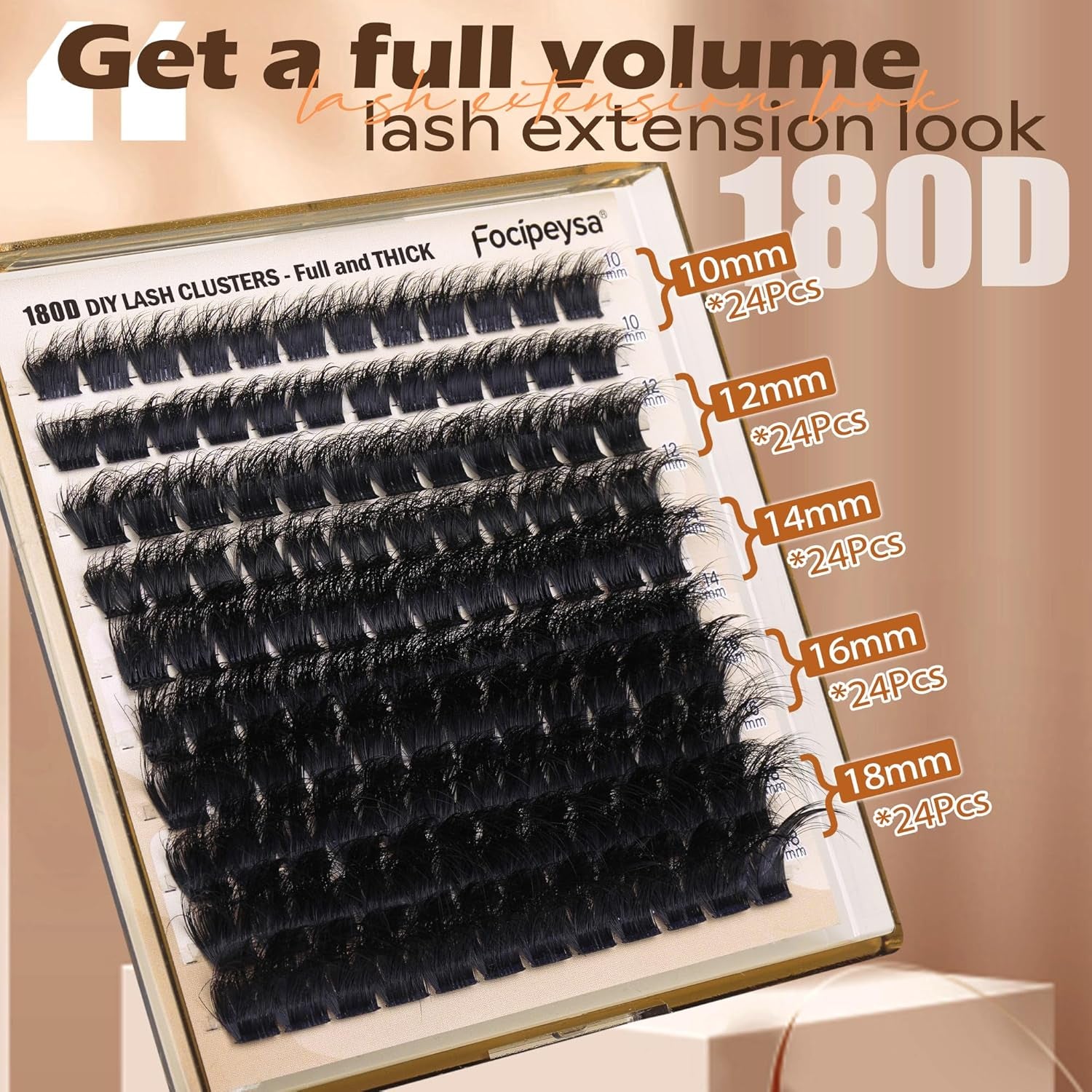 Eyelash Extension Kit Thick Lash Clusters Kit 10-18Mm Fluffy Clusters Lashes 180D Individual Eyelashes Kit with Lash Bond, Lash Remover, Lash Applicator DIY Lash Extension for Beginners (180D-D Curl)