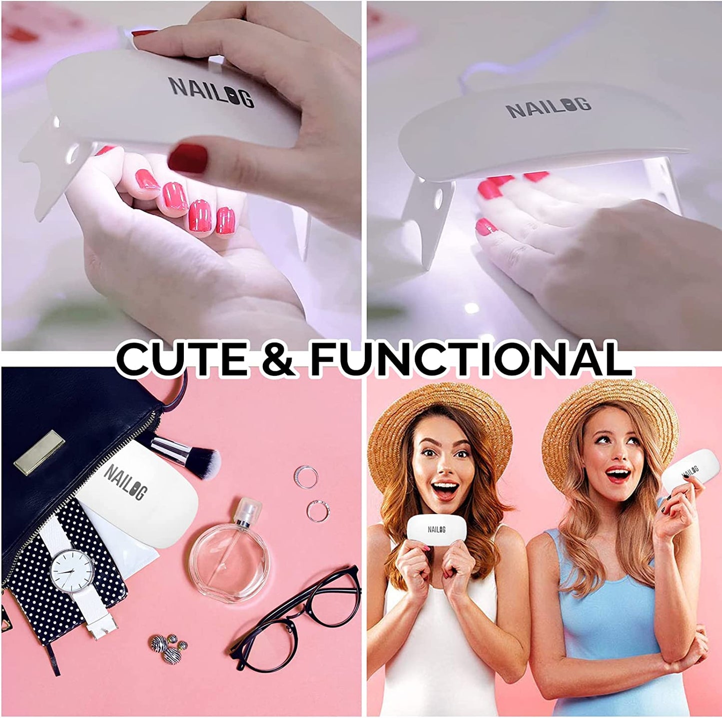 Mini 6W UV LED Nail Lamp (With USB Cable /1 Pair of UV Protection Glove) for Curing, Mouse Shape Pocket-Size, 45/60S Time Setting, Suitable for Gel Nail Polish and Semi-Cured Nail Strips