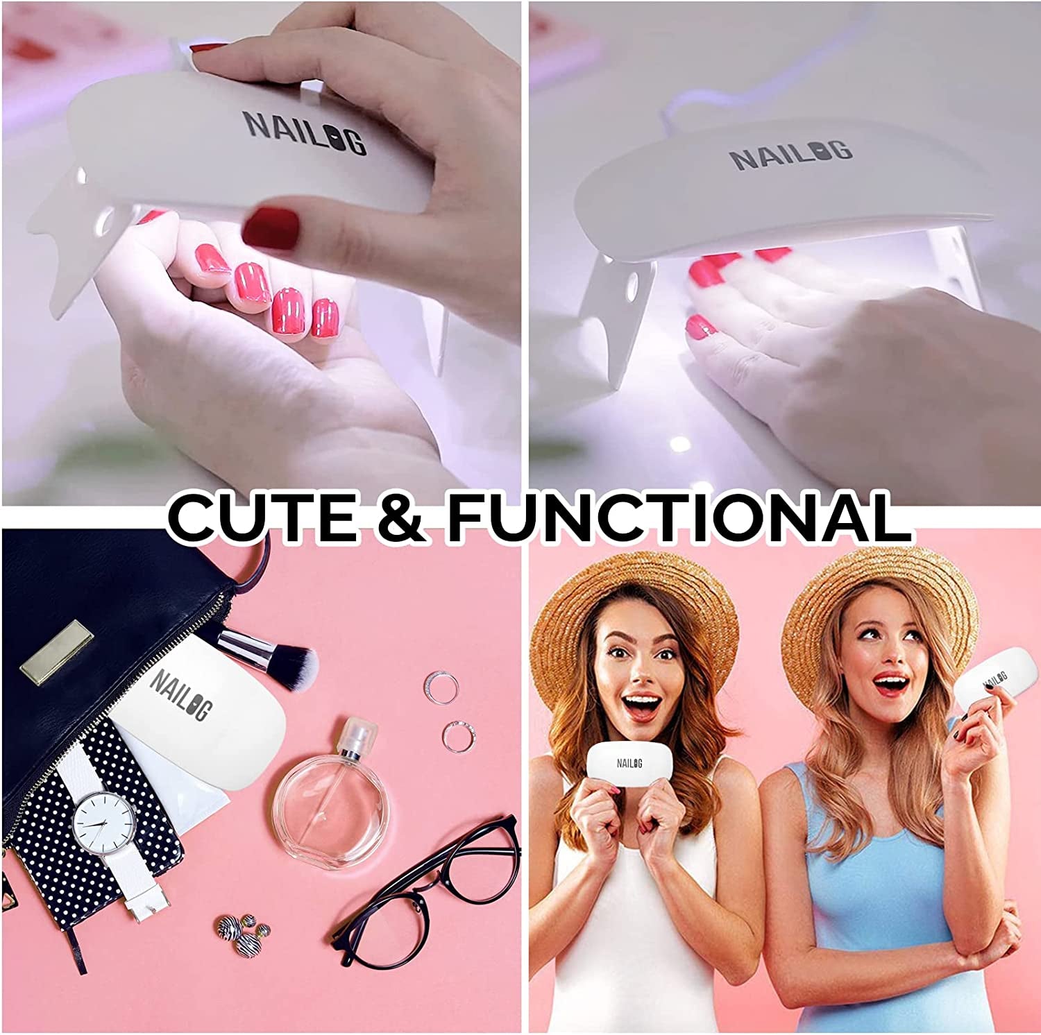 Mini 6W UV LED Nail Lamp (With USB Cable /1 Pair of UV Protection Glove) for Curing, Mouse Shape Pocket-Size, 45/60S Time Setting, Suitable for Gel Nail Polish and Semi-Cured Nail Strips