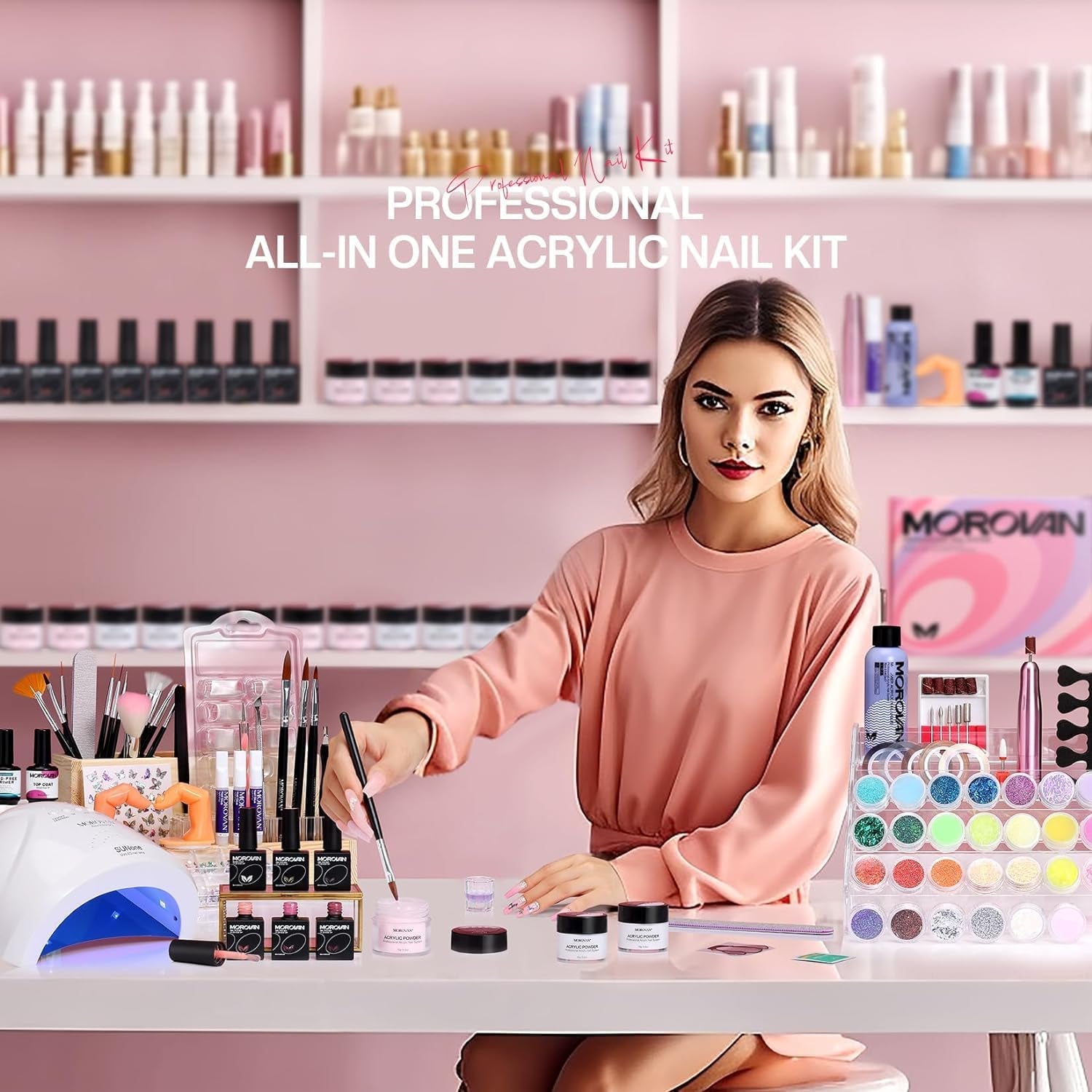 Professional Acrylic Nail Kit: for Beginners with Everything - Complete Nail Kit Set Professional Acrylic with Everything Acrylic Nail Starter Kit Acrylic Nail Supplies Gifts for Women Girl