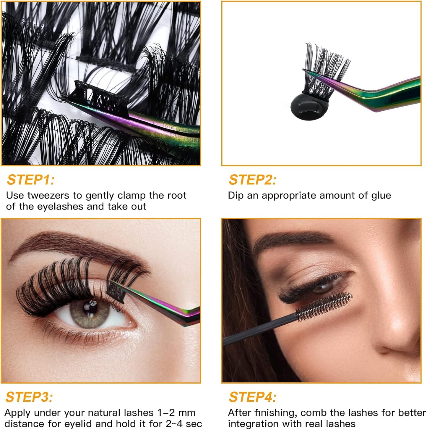 Lash Clusters B05 D Curl 14Mm 72 Clusters Lashes B&Q LASH Eyelash Clusters C D Curl Individual Lashes Volume DIY Lash Extensions at Home (B05,D-14Mm)