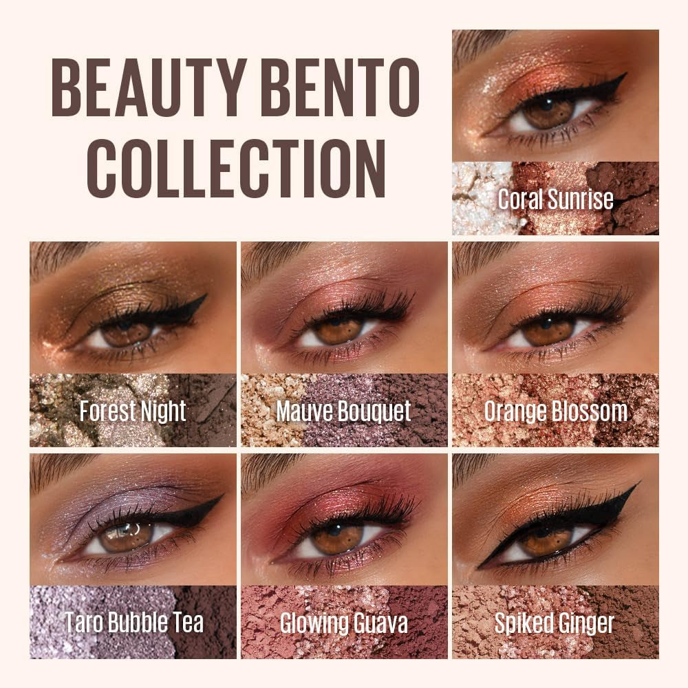 Beauty Bento Collection | Mosaic Chrome + Shimmer + Matte | 18 Coral Sunrise - Coral Peach | 2019 Best of Beauty Award in Glitter-Pressed Category