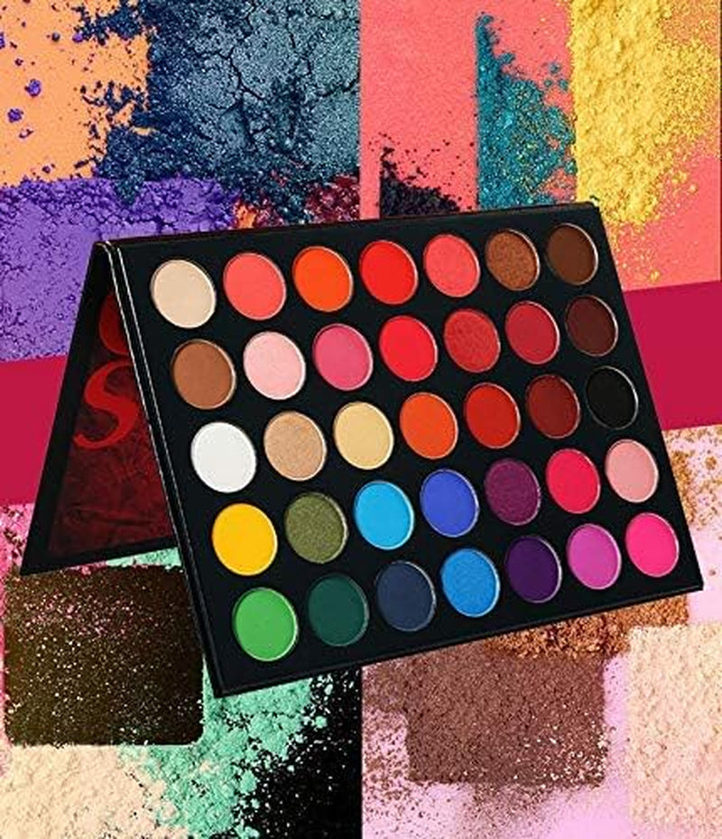 35 Colors Makeup Inner Artist Pressed Eyeshadow Palette Pop Matte Shimmer Colors Blendable Natural Velvet Texture Powder Creamy Eye Shadow Makeup Palette