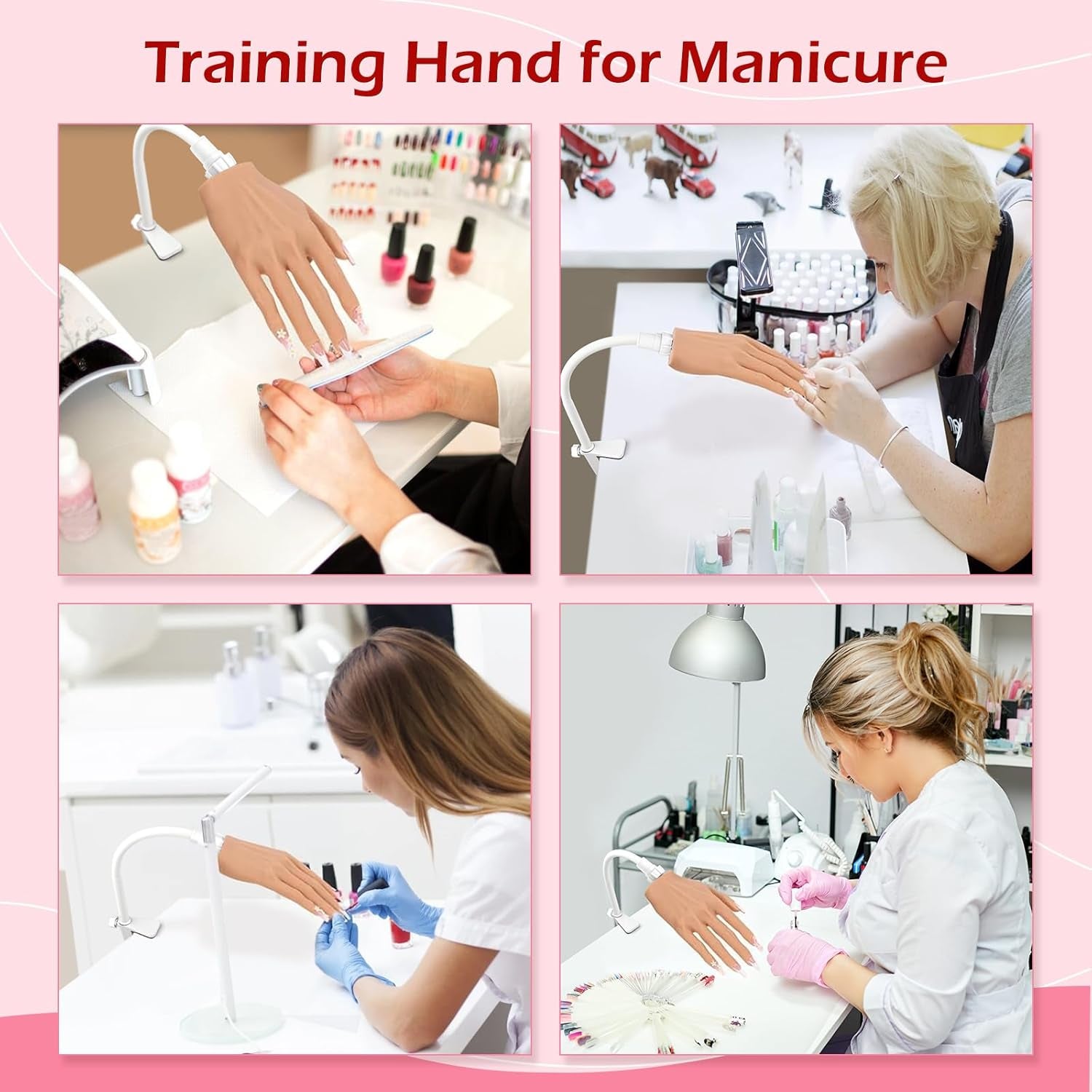 Practice Hand for Acrylic Nails, Realistic Silicone Nail Hand Practice, Flexible Fake Nail Mannequin Training Hand for Nail Practice, Acrylic Nail Art Practice Tool (With Visible Joints)