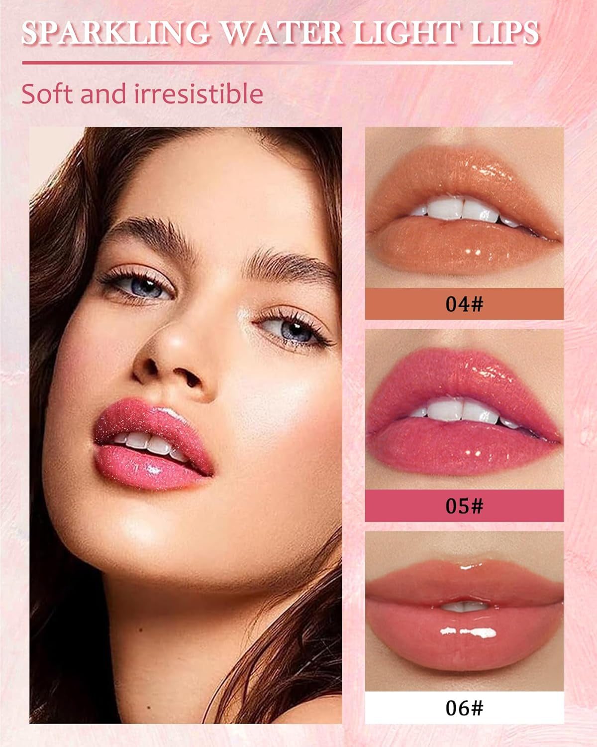 Lip Gloss Set - 3Pcs Hydrating Lip Oil Gloss, Orange Cherry Tinted Jelly Lip Gloss, Shimmer Lipgloss - Set 2