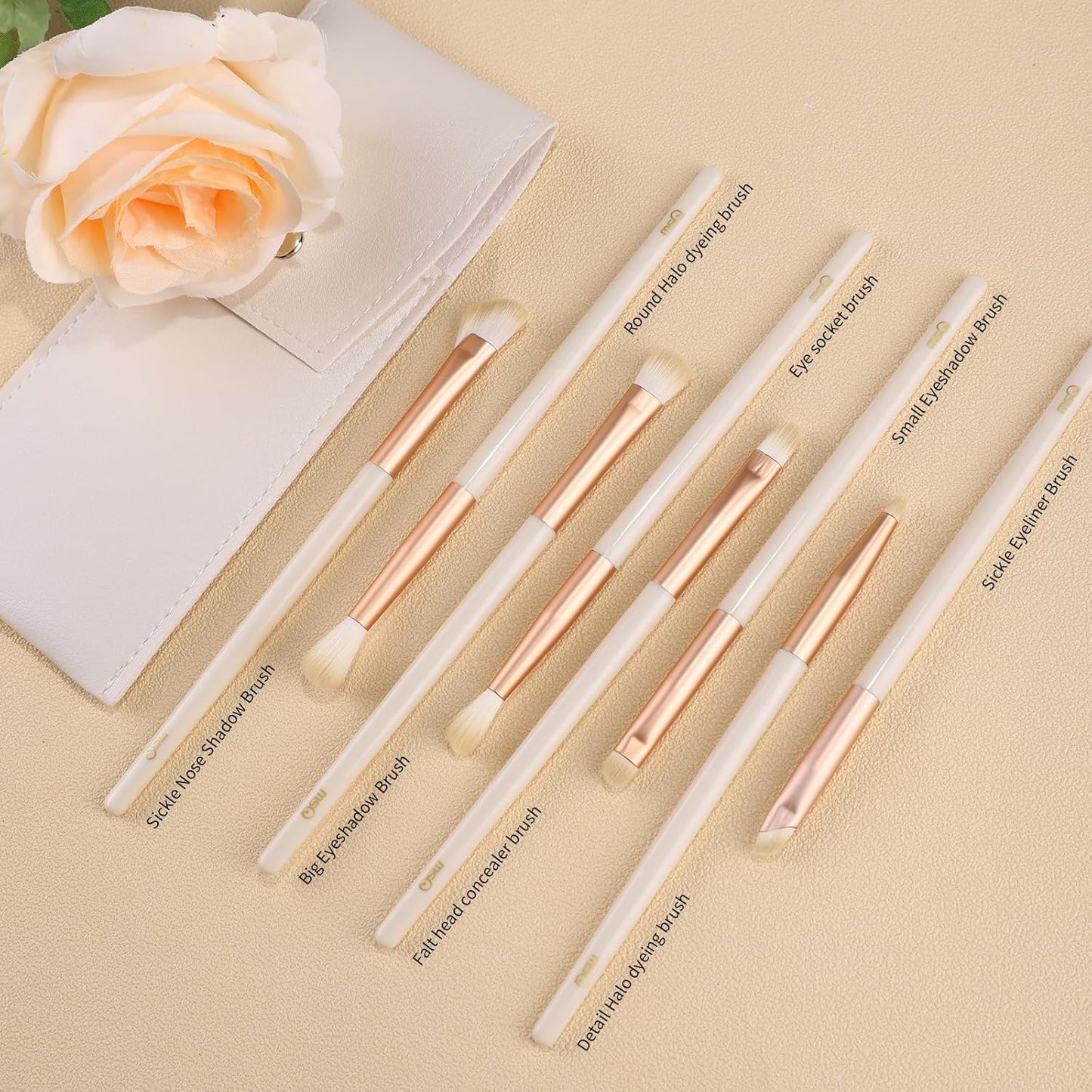 Eye Makeup Brushes 8Pcs Eyeshadow Makeup Brushes Set, Soft Synthetic Hairs for Eyeshadow, Eyeliner, Blending, Concealer, Nose Shadow (Rose Gold)