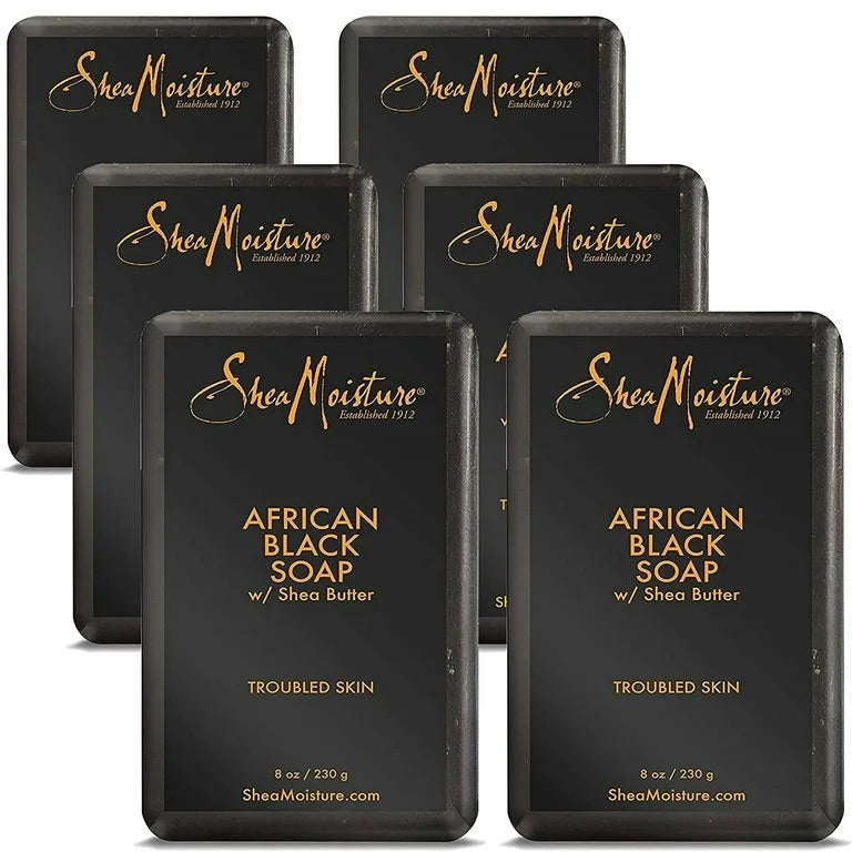 Organic African Black Soap with Shea Butter, 6 pcs