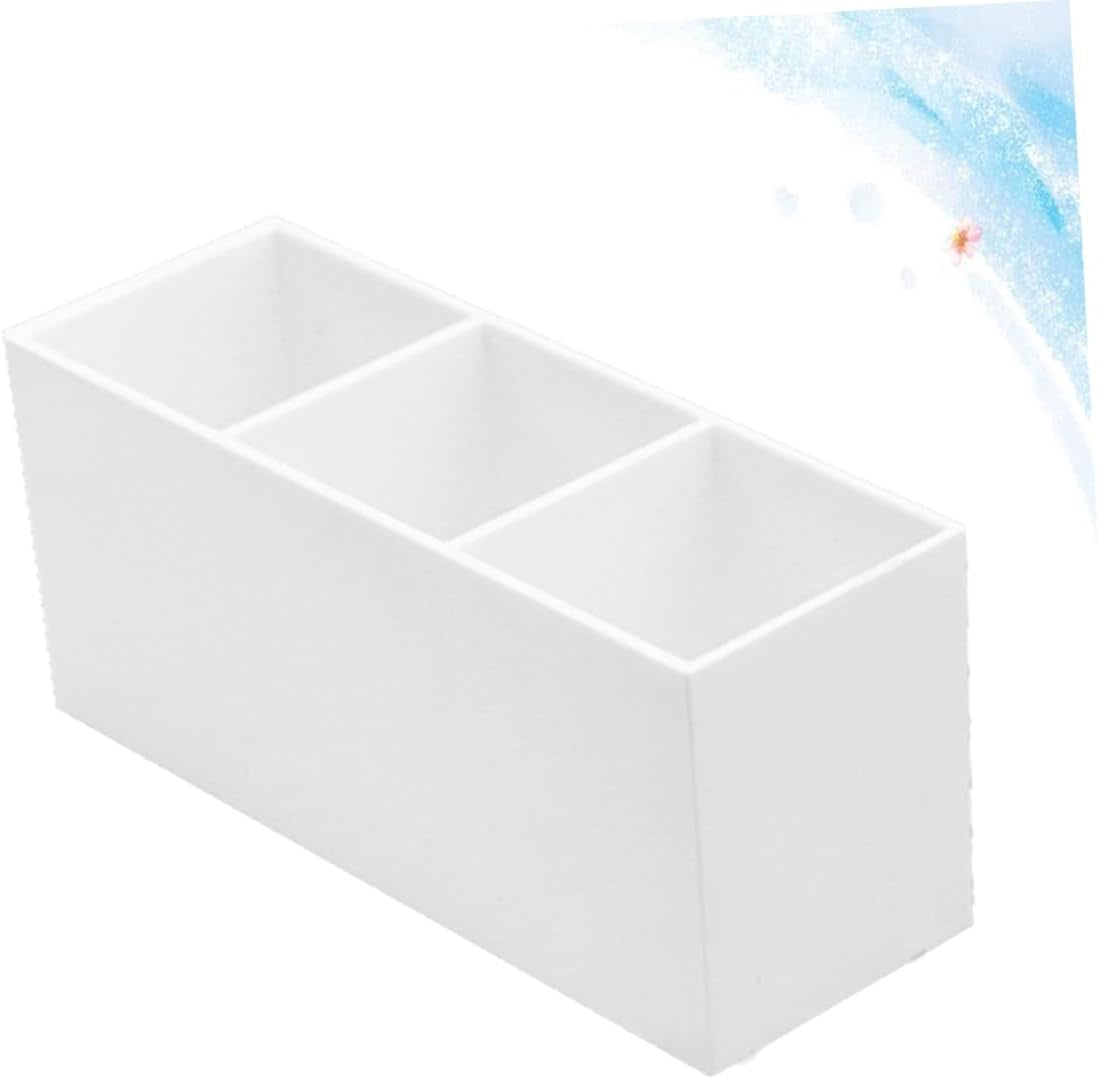 Office Desktop Storage Box Makeup Brush Case 3 Compartments Cosmetics Brush Organizer Sundries