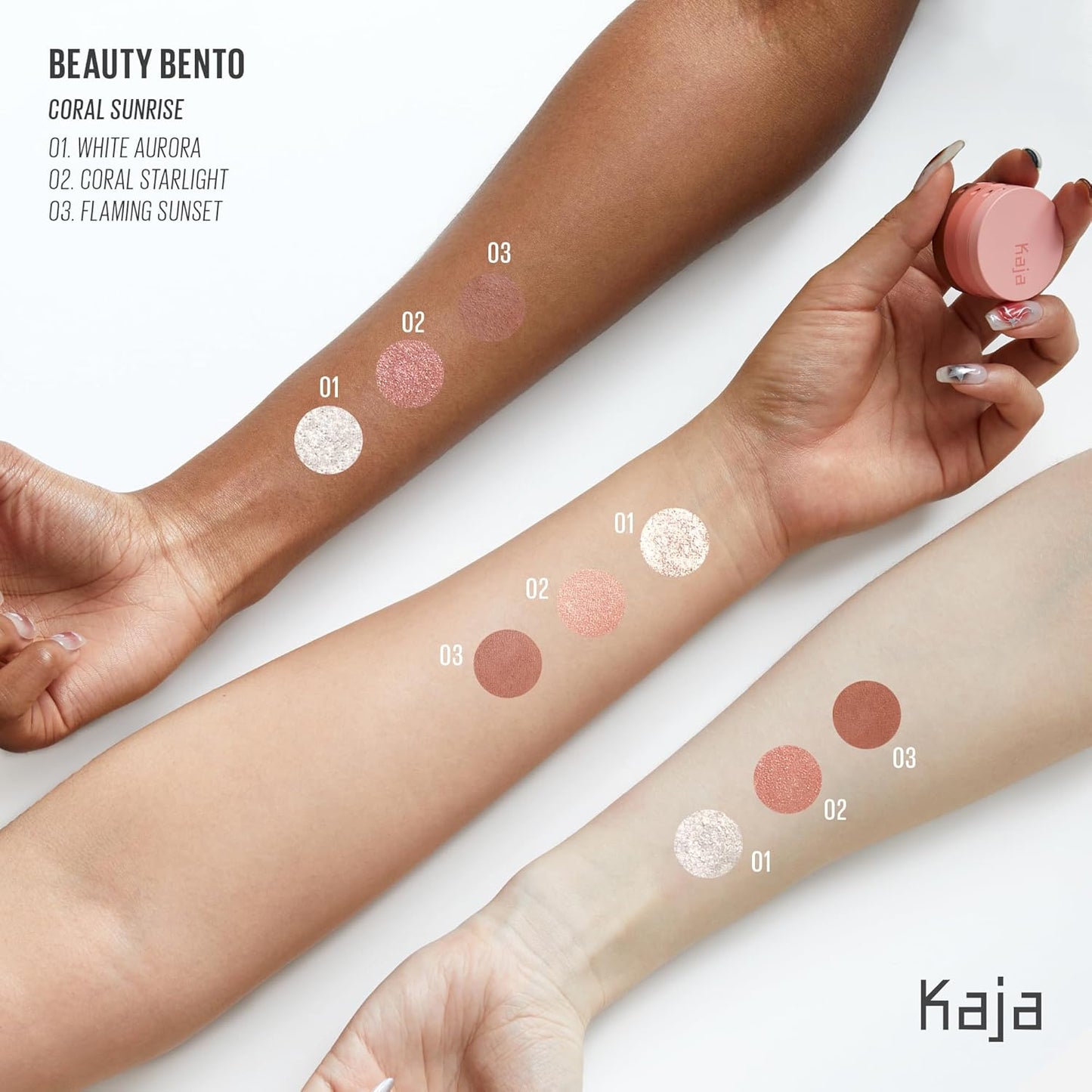 Beauty Bento Collection | Mosaic Chrome + Shimmer + Matte | 18 Coral Sunrise - Coral Peach | 2019 Best of Beauty Award in Glitter-Pressed Category