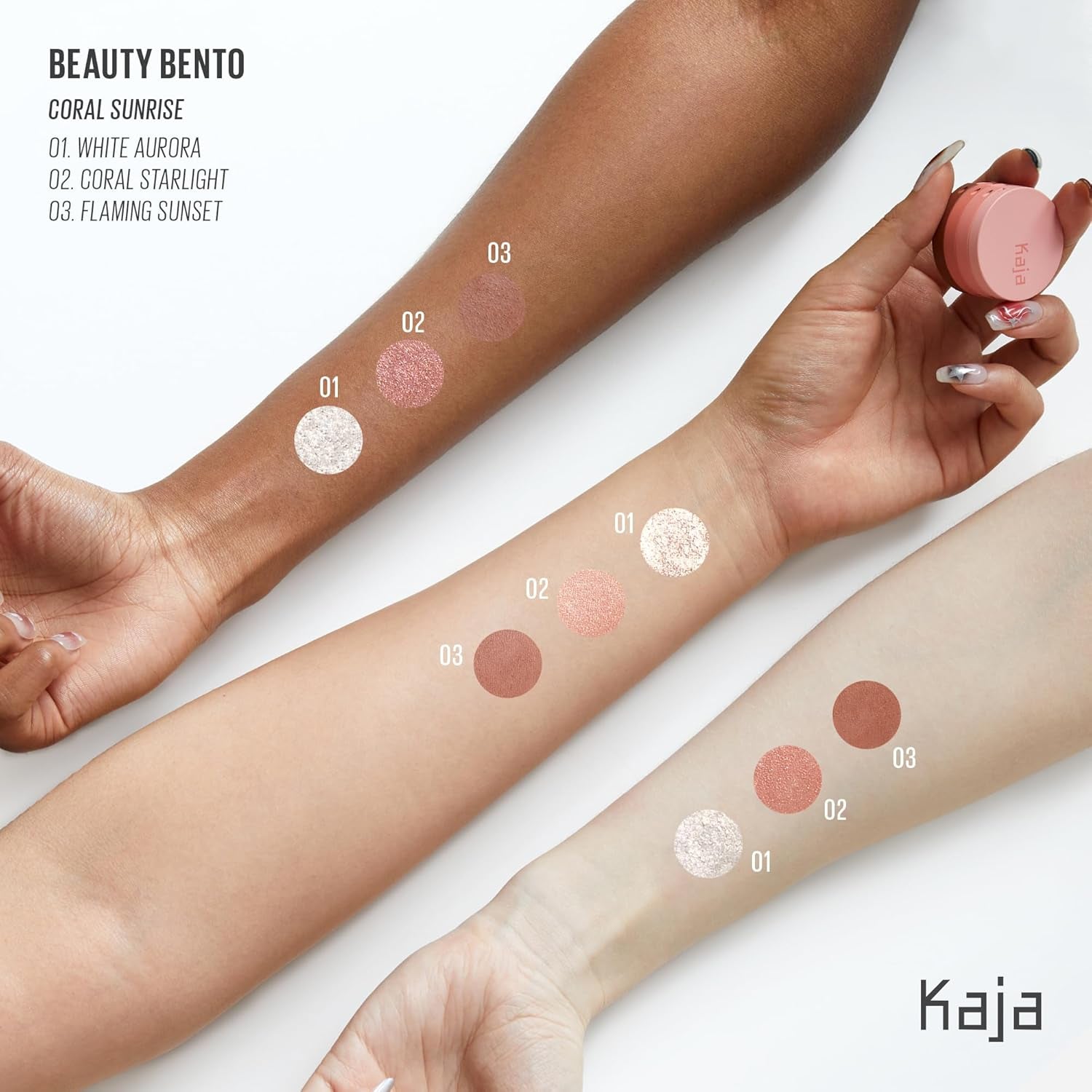 Beauty Bento Collection | Mosaic Chrome + Shimmer + Matte | 18 Coral Sunrise - Coral Peach | 2019 Best of Beauty Award in Glitter-Pressed Category